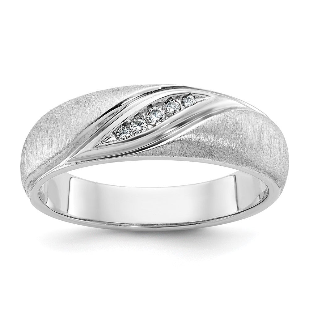14k White Gold 1/15 carat Lab Grown Diamond VS/SI+ G+ Complete Polished and Satin Men's Ring