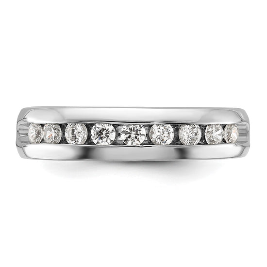 14k White Gold 1/2 carat Lab Grown Diamond VS/SI+ G+ Nine Stone Complete Polished Men's Ring