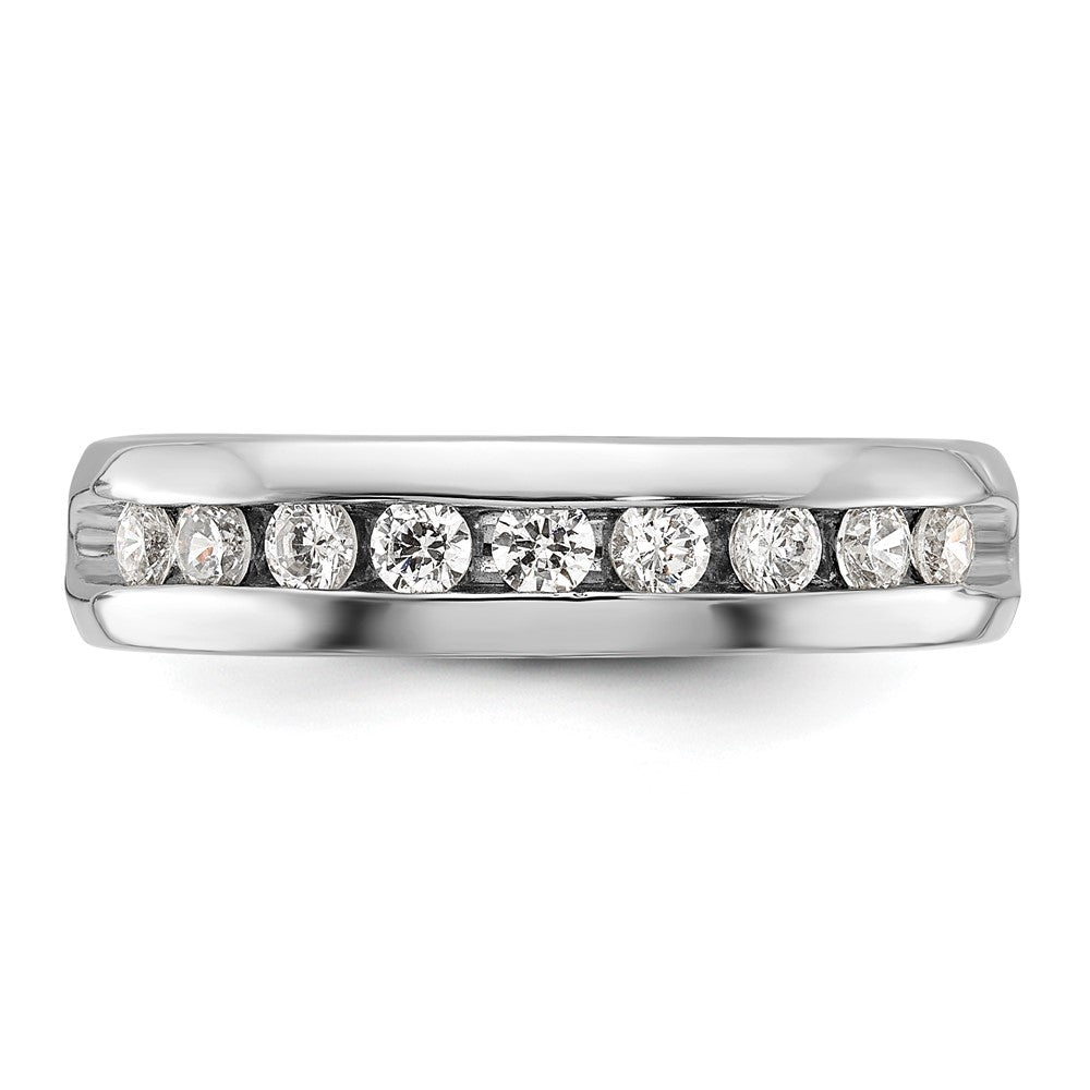 14k White Gold 1/2 carat Lab Grown Diamond VS/SI+ G+ Nine Stone Complete Polished Men's Ring