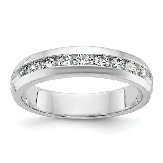 14k White Gold 1/2 carat Lab Grown Diamond VS/SI+ G+ Nine Stone Complete Polished Men's Ring