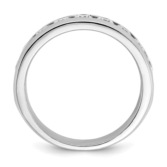 14k White Gold Men's Polished 9-Stone 1 Carat AA Quality Diamond Ring