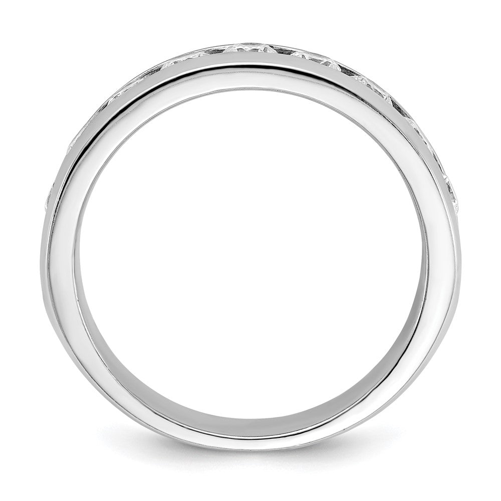 14k White Gold Men's Polished 9-Stone 1 Carat AA Quality Diamond Ring