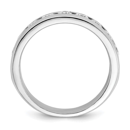 14k White Gold Men's Polished 9-Stone 1 Carat AA Quality Diamond Ring