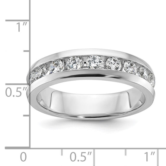 14k White Gold Men's Polished 9-Stone 1 Carat AA Quality Diamond Ring