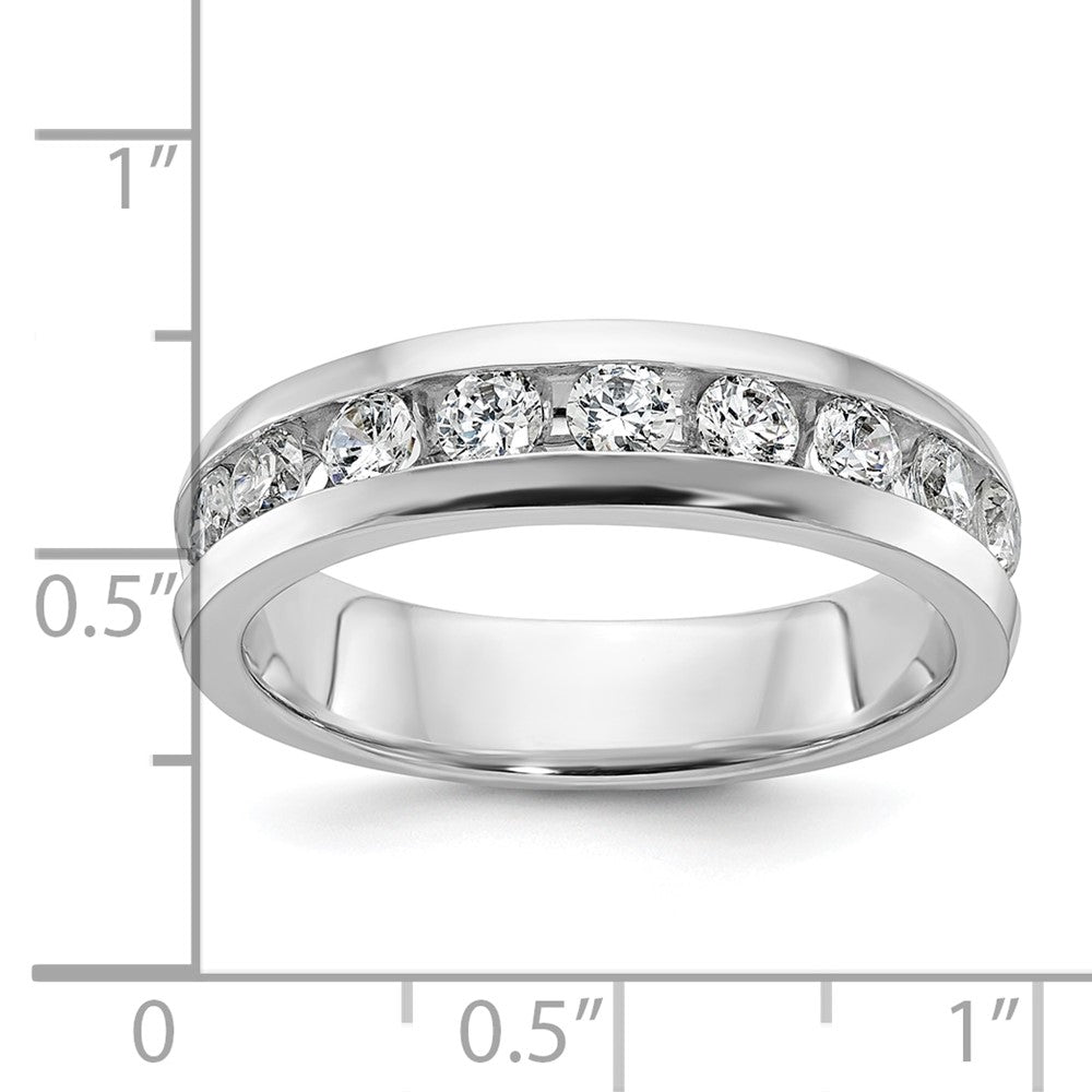 14k White Gold Men's Polished 9-Stone 1 Carat AA Quality Diamond Ring