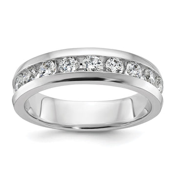 14k White Gold 1 carat Lab Grown Diamond VS/SI+ G+ Nine Stone Complete Polished Men's Ring