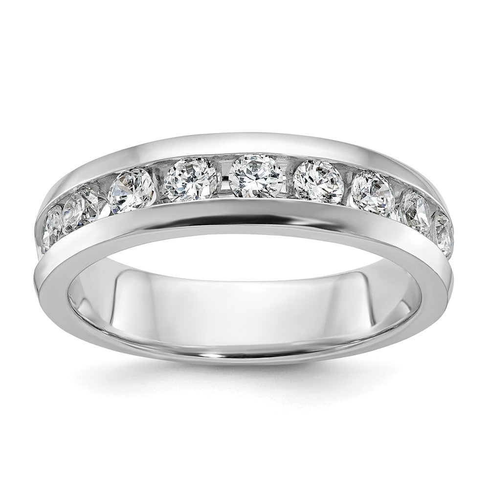 14k White Gold Men's Polished 9-Stone 1 Carat AA Quality Diamond Ring