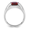 14k White Gold Men's Created Garnet and 1/10 carat Diamond Complete Ring