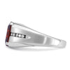 14k White Gold Men's Created Garnet and 1/10 carat Diamond Complete Ring