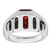 14k White Gold Men's Created Garnet and 1/10 carat Diamond Complete Ring