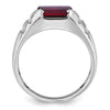 14k White Gold Men's Created Ruby and 1/5 carat Diamond Complete Ring