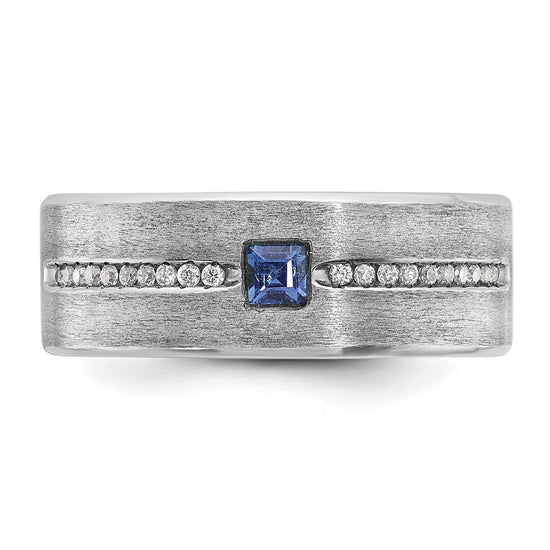 14k White Gold IBGoodman Men's Satin Sapphire/Diamond Ring Mounting