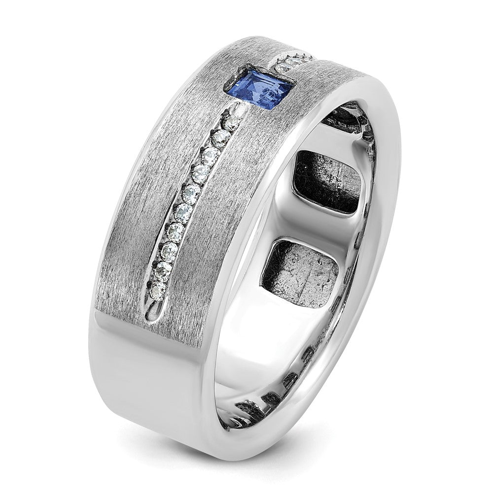 14k White Gold IBGoodman Men's Satin Sapphire/Diamond Ring Mounting