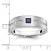 14k White Gold Men's Satin Lab Created Sapphire and 1/8 carat Diamond Complete Ring