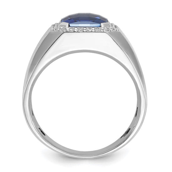 White Gold Men's Cr. Sapphire & Diamond Complete RingS