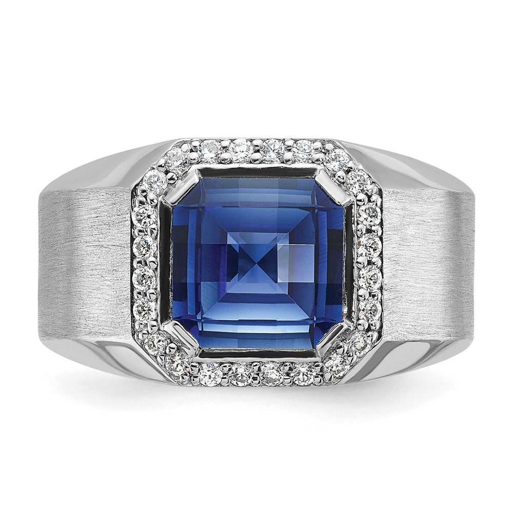 White Gold Men's Cr. Sapphire & Diamond Complete RingS