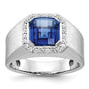 White Gold Men's Cr. Sapphire & Diamond Complete RingS