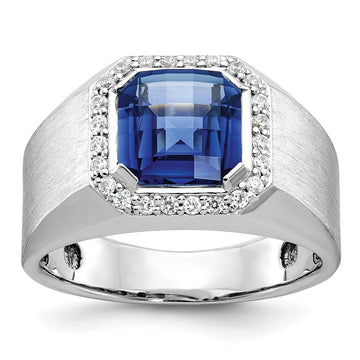 White Gold Men's Cr. Sapphire & Diamond Complete RingS