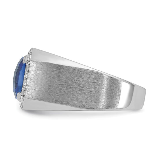 White Gold Men's Cr. Sapphire & Diamond Complete RingS