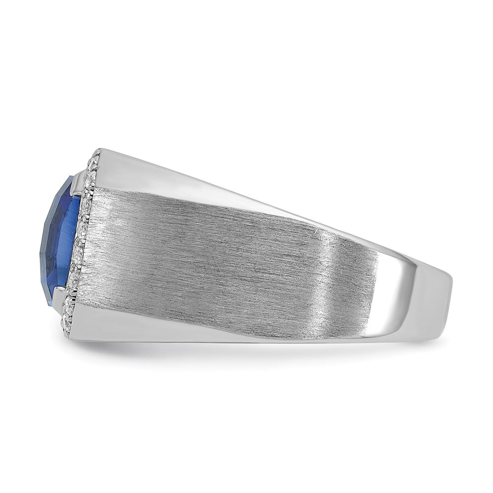 White Gold Men's Cr. Sapphire & Diamond Complete RingS