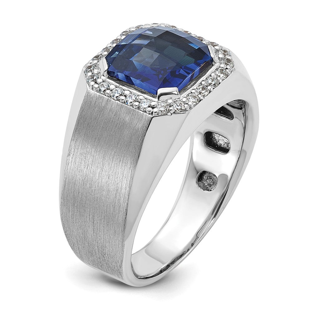 White Gold Men's Cr. Sapphire & Diamond Complete RingS