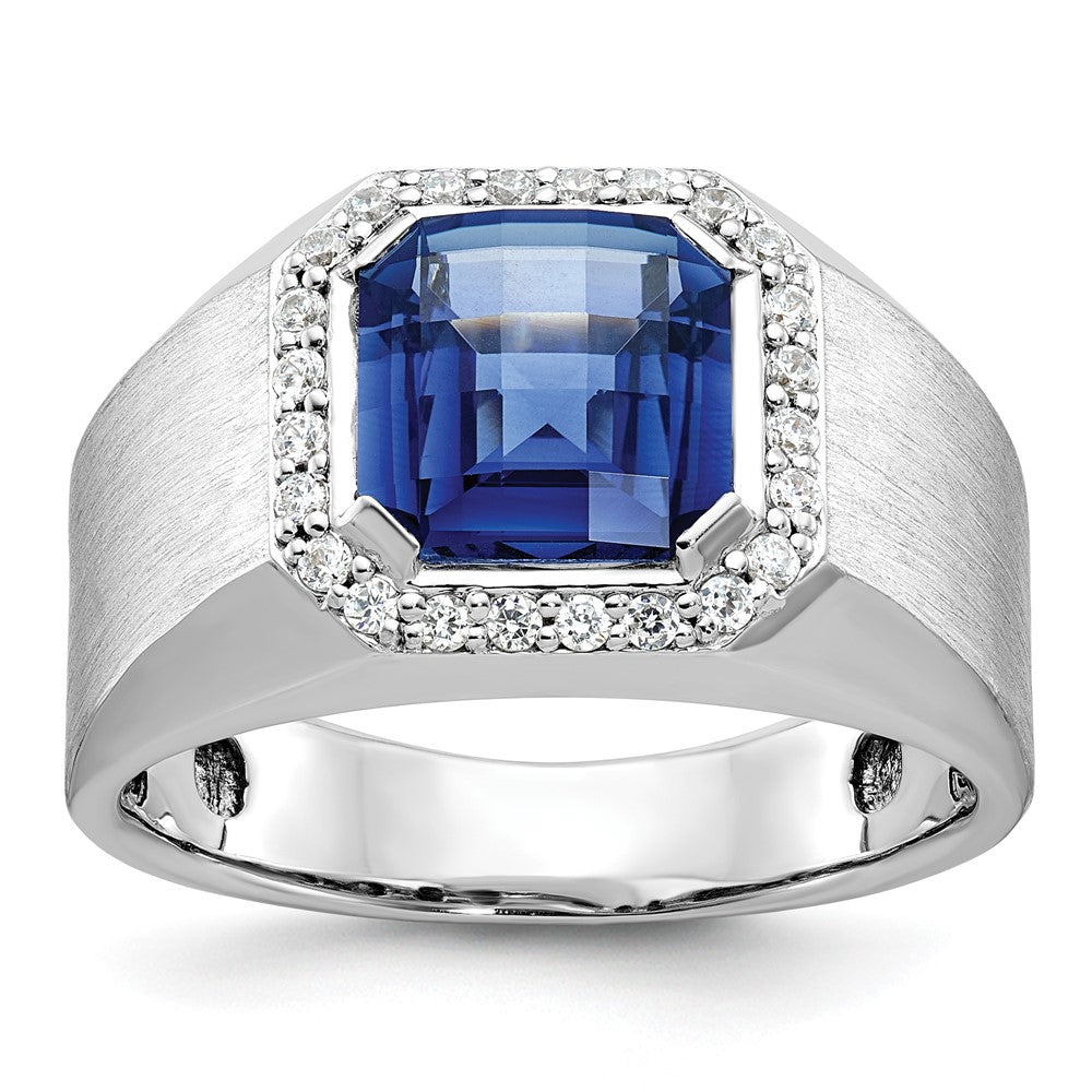 White Gold Men's Cr. Sapphire & Diamond Complete RingS