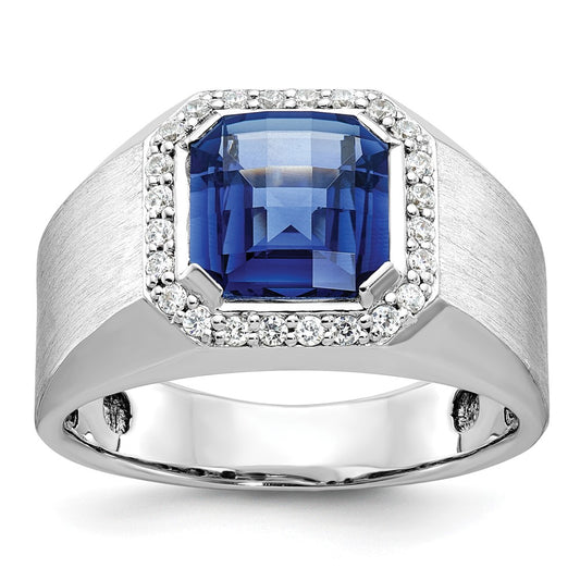White Gold Men's Cr. Sapphire & Diamond Complete RingS