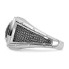 10k White Gold and Black Rhodium Mens Cushion Onyx and Diamond Halo Complete Ring