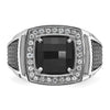 10k White Gold and Black Rhodium Mens Cushion Onyx and Diamond Halo Complete Ring