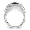 14k White Gold with Black Rhodium Mens Cushion Onyx and 1/4 carat Diamond Complete Ring