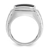 14k White Gold Men's Polished and Satin Onyx Complete Ring