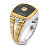 10k Two-tone Mens 13mm Cushion Onyx and 1/10 carat Diamond Complete Ring