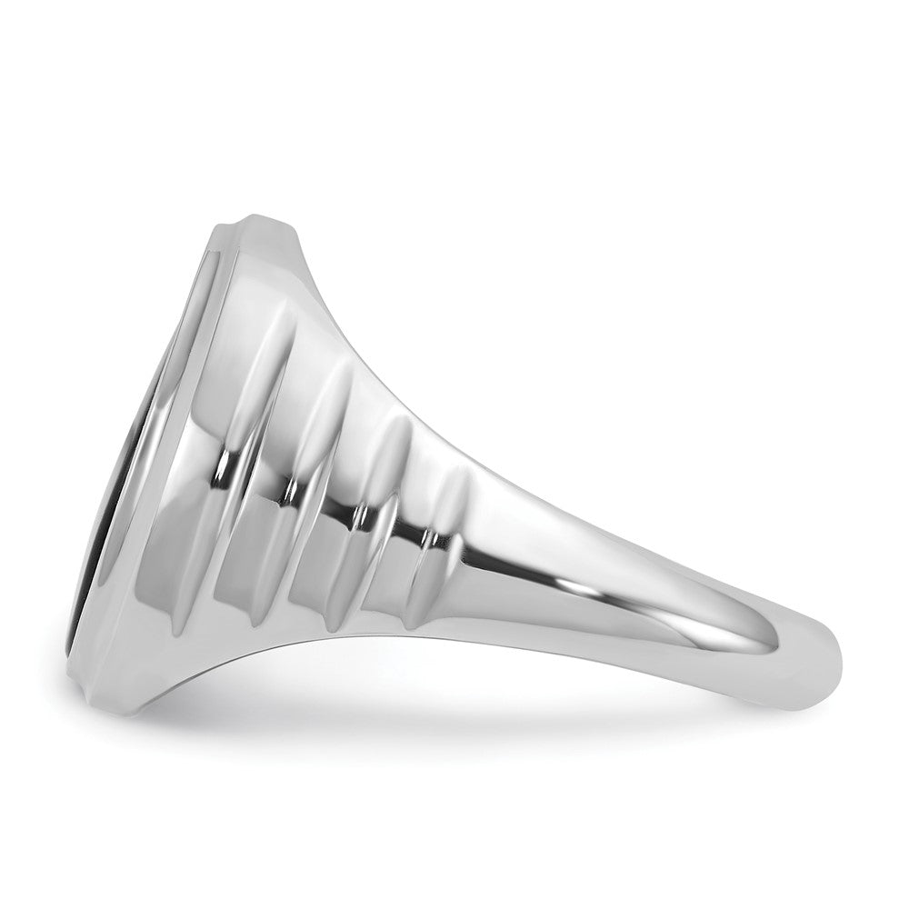 14k White Gold Men's Oval Onyx Complete Ring