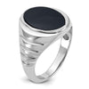 14k White Gold Men's Oval Onyx Complete Ring