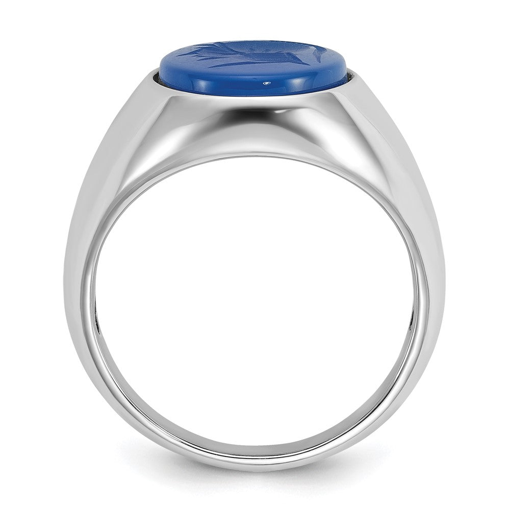 14k White Gold Men's Blue Agate Complete Ring