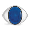 14k White Gold Men's Blue Agate Complete Ring