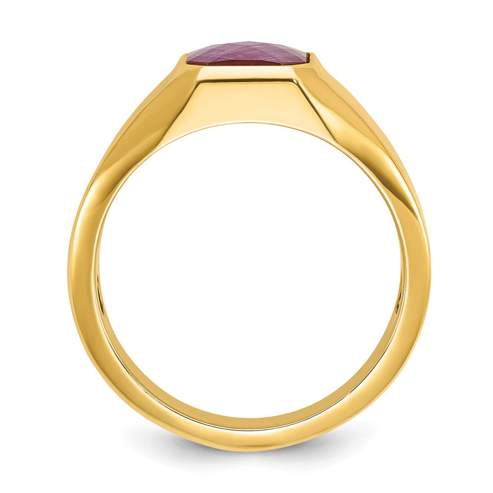 14k Men's Ruby Doublet Stone Complete Ring