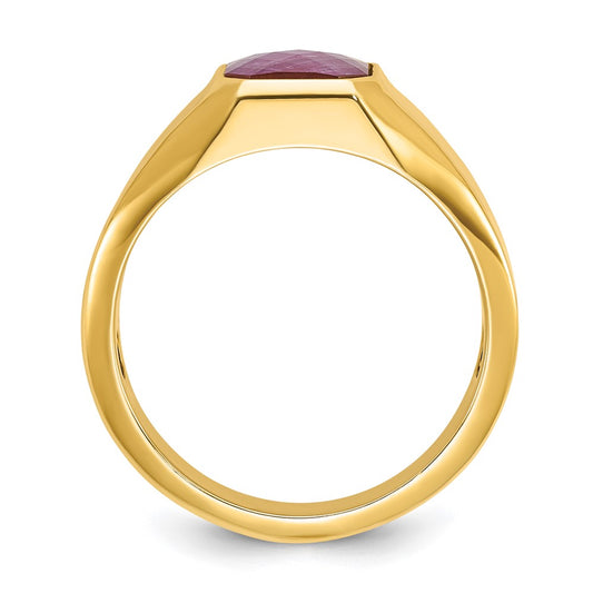 14k Men's Ruby Doublet Stone Complete Ring