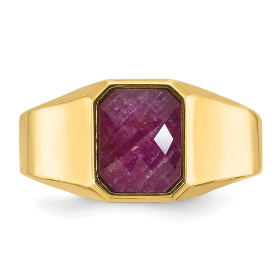 14k Men's Ruby Doublet Stone Complete Ring
