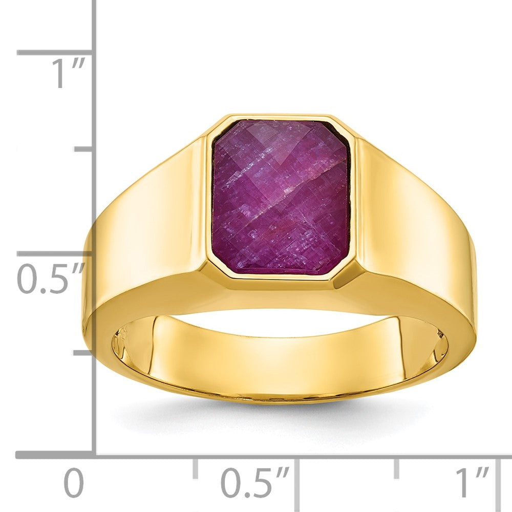 14k Men's Ruby Doublet Stone Complete Ring