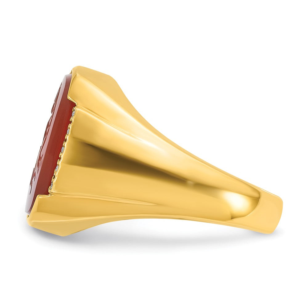 14k Men's Carnelian and 1/10 carat Diamond Complete Ring