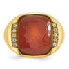 14k Men's Carnelian and 1/10 carat Diamond Complete Ring