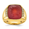 14k Men's Carnelian and 1/10 carat Diamond Complete Ring
