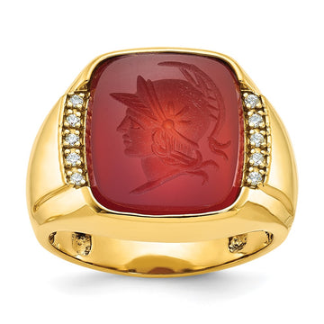 14k Men's Carnelian and 1/10 carat Diamond Complete Ring
