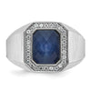 14k White Gold IBGoodman Men's Polished and Satin Gemstone and Diamond Ring Mounting