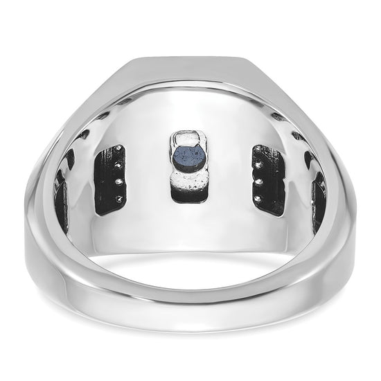 14k White Gold IBGoodman Men's Polished and Satin Gemstone and Diamond Ring Mounting