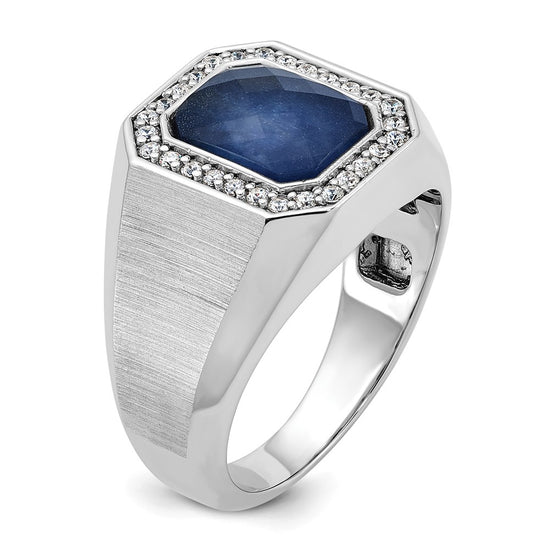 14k White Gold IBGoodman Men's Polished and Satin Gemstone and Diamond Ring Mounting
