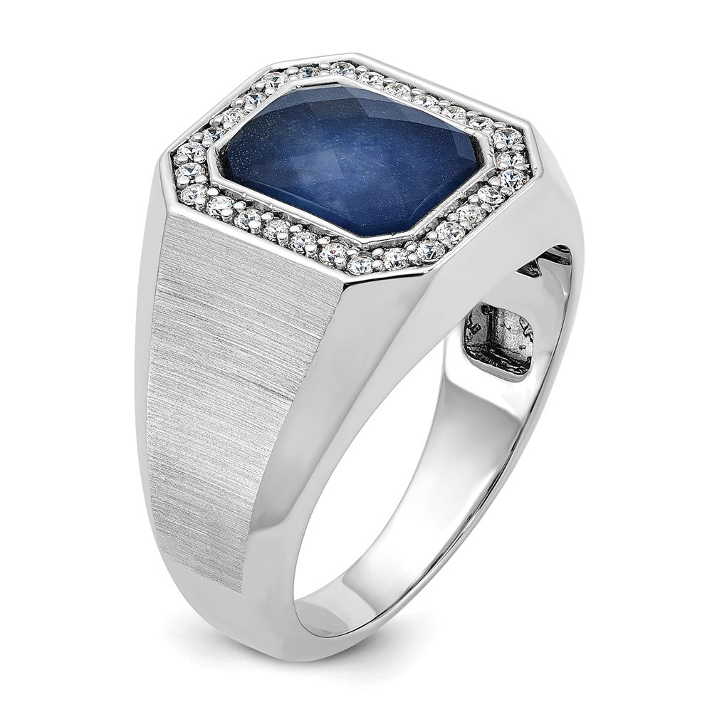 14k White Gold IBGoodman Men's Polished and Satin Gemstone and Diamond Ring Mounting