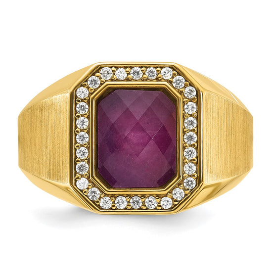 14k IBGoodman Men's Polished and Satin Gemstone and Diamond Ring Mounting