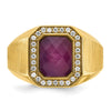 14k IBGoodman Men's Polished and Satin Gemstone and Diamond Ring Mounting